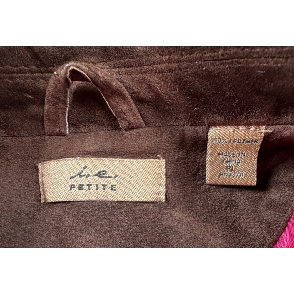 IE Petite Womens Large Jacket Suede Leather Brown Button Front Blazer - Picture 5 of 10